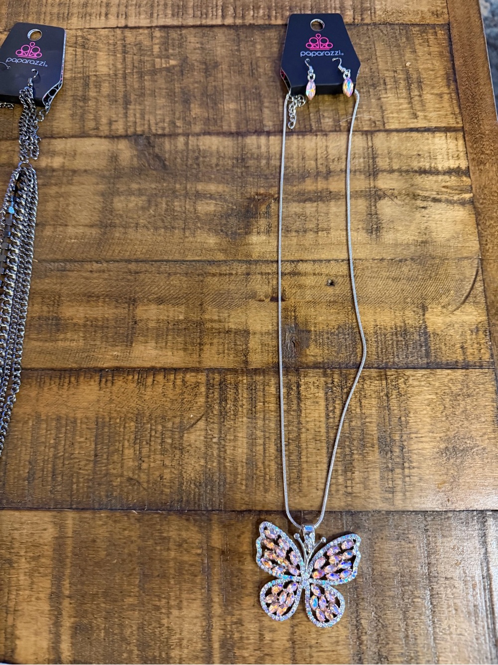 Fame and Flutter Paparazzi  Butterfly Necklace with Iridescent Pink and Blue